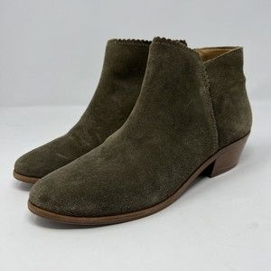 Jack Rogers Womens Bailee Leather Almond Toe Ankle Boots , Gray/brown Size 7.5